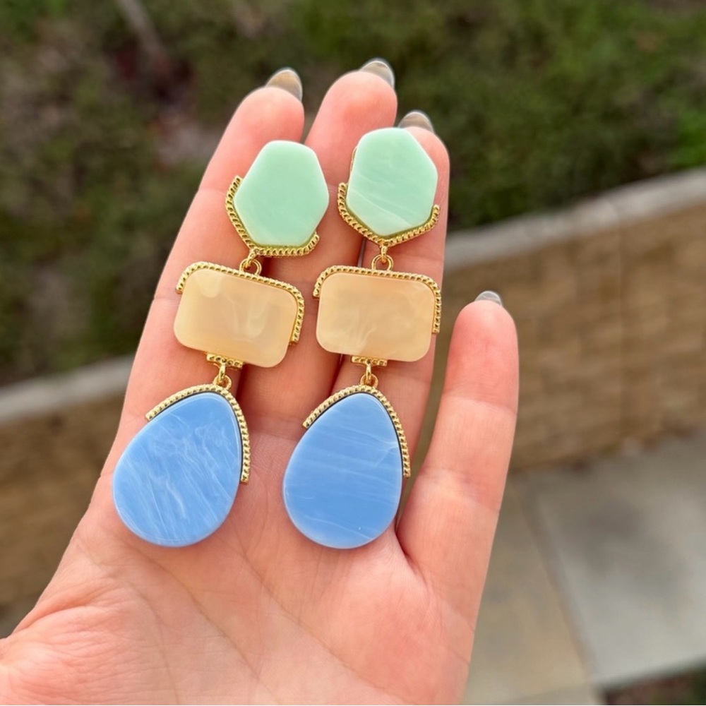 Triple Multicolor Dangle Earrings - image 3